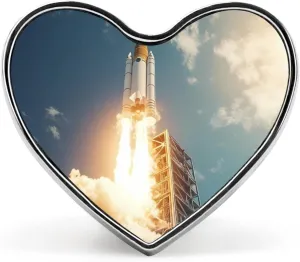 Rocket Launch Brooch Pins Heart Shaped Badge Collar Pins for Women Men Gifts