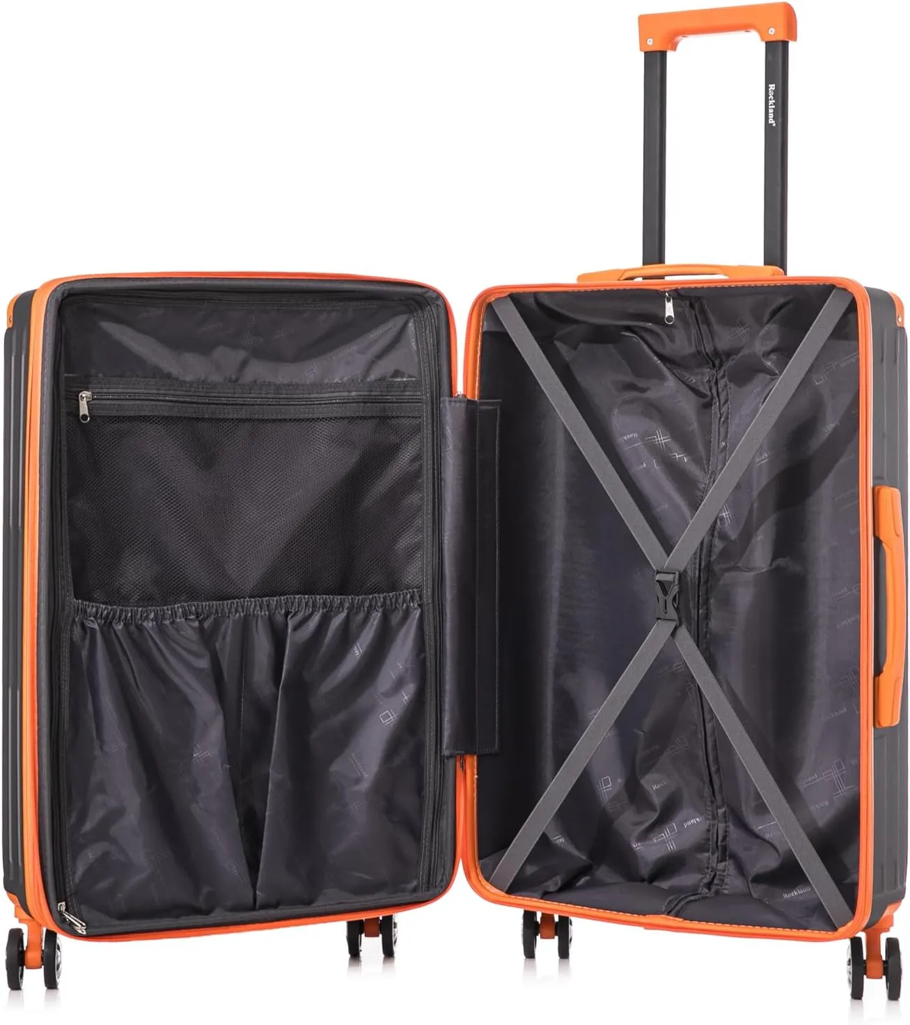 Rockland 3 Set, 2-Piece Hardside Spinner Wheel Upright Luggages with Tote, Charcoal