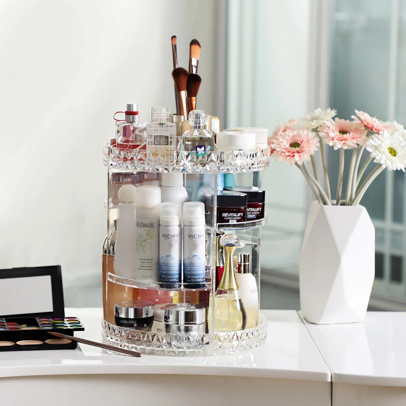 Rootz Acrylic Cosmetic Organizer - Makeup Storage - Clear Container - Lightweight - Compact Design - 27cm x 35cm - 1.42kg