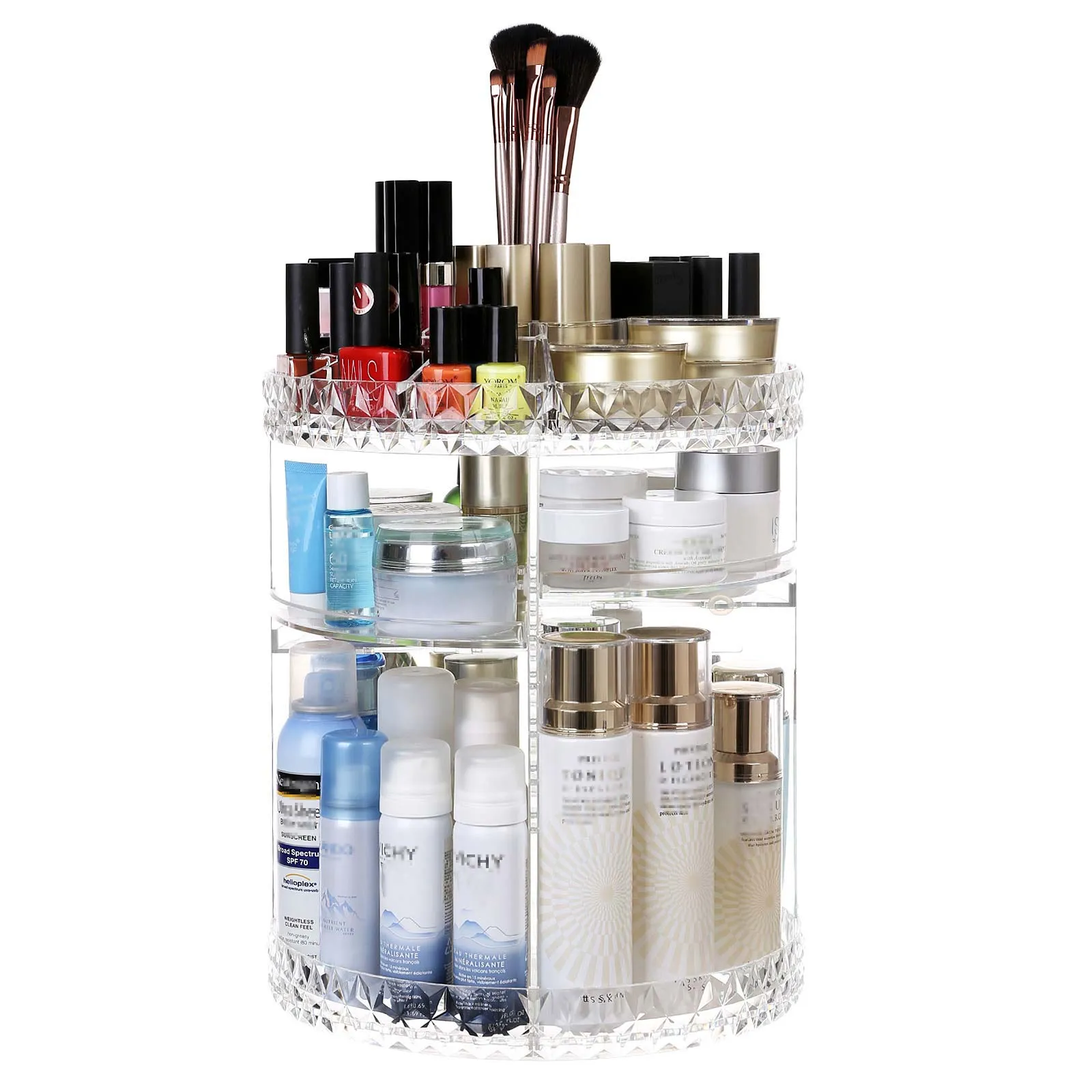 Rootz Acrylic Cosmetic Organizer - Makeup Storage - Clear Container - Lightweight - Compact Design - 27cm x 35cm - 1.42kg