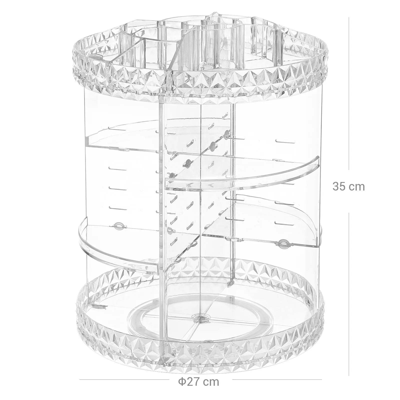 Rootz Acrylic Cosmetic Organizer - Makeup Storage - Clear Container - Lightweight - Compact Design - 27cm x 35cm - 1.42kg