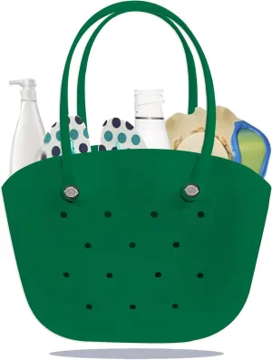 Rubber Beach Bag Large Waterproof Lightweight Washable Durable Bogo Bag Women Rubber Tote Bag for Beach, Pool, Gym