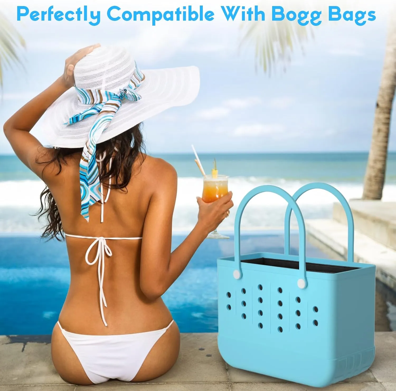 Rubber Beach Bag Organizer Compatible with Bogg Bag Tote & Simply Southern Tote,Felt Bag Organizer,Insert Divider Pouch Zipper for Bags,7 Pocekets,Black - Small