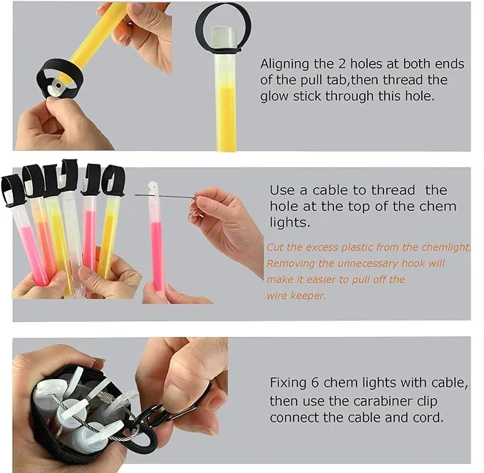 SABADO Tactical Chem Lights with Holders and Carabiner Clip, 6 Ultra Bright Glow Sticks with 12 Hour Duration for Camping Fishing and Hunting