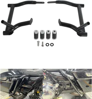 Saddlebag Tip-Over Bar Set Saddle Bag Guards Crash Bars, with Carbon Fiber Anti-Drop Slider for Harley Touring Street Glide Road Glide Road King Electra/Ultra FLHT FLHX 2009-2025