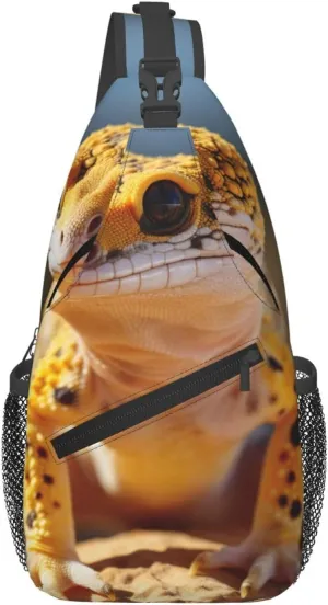 Sand Leopard Gecko Men'S Casual Chest Crossbody Bag, Lightweight Durable Shoulder Sling Pack For Daily Use, Travel, And Outdoor.