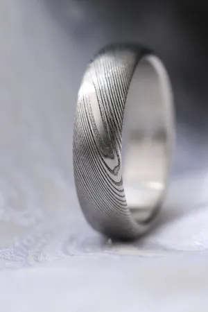 Satin finish damascus ring"WOODGRAIN" Customizable ring! Med /light color etch damascus steel ring wooden ring woodgrain ring