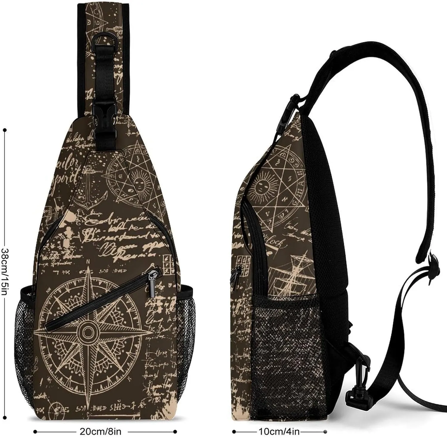 Sea-travel-print Crossbody Sling Backpack, Shoulder Bag Chest Bag for Travel Sport Running