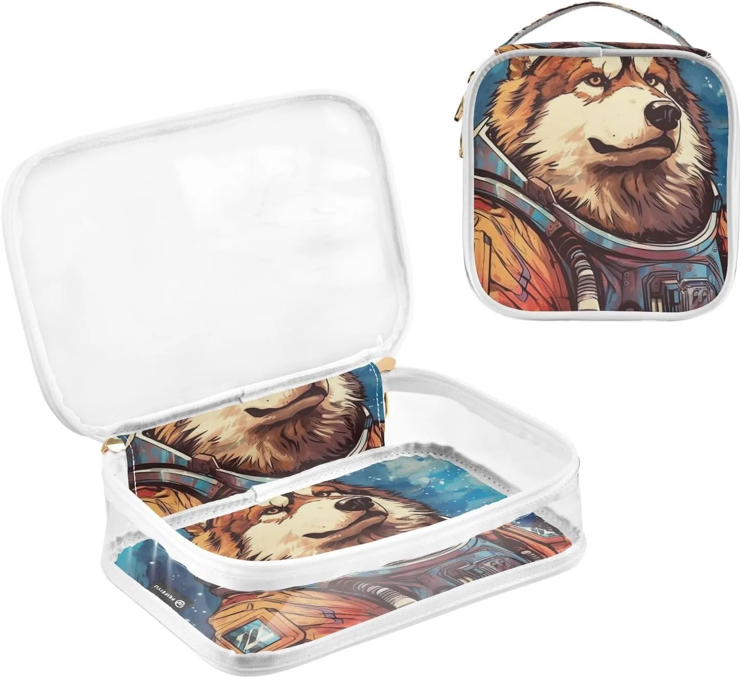 senya Toiletry Bags Astronaut Dog, Clear Makeup Organizing Bag for Women Men, Waterproof Makeup Bag Travel Cosmetic Bags for Bathroom, Business, Vacation - 2 Pack