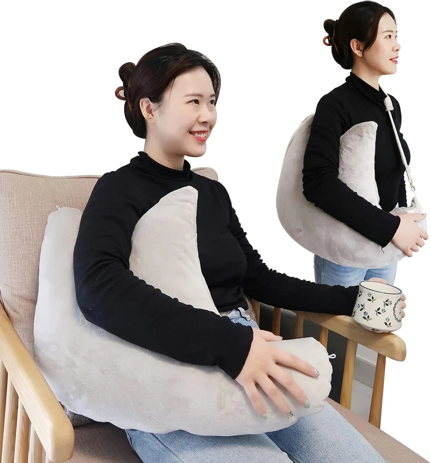 Shoulder Surgery Pillow, Ergonomic Rotator Cuff Pillow, Comfortable Post Shoulder Surgery Pillow, Adjustable Structure Provide Support, Shoulder Pain Relief, Firm and Removable(Grey)
