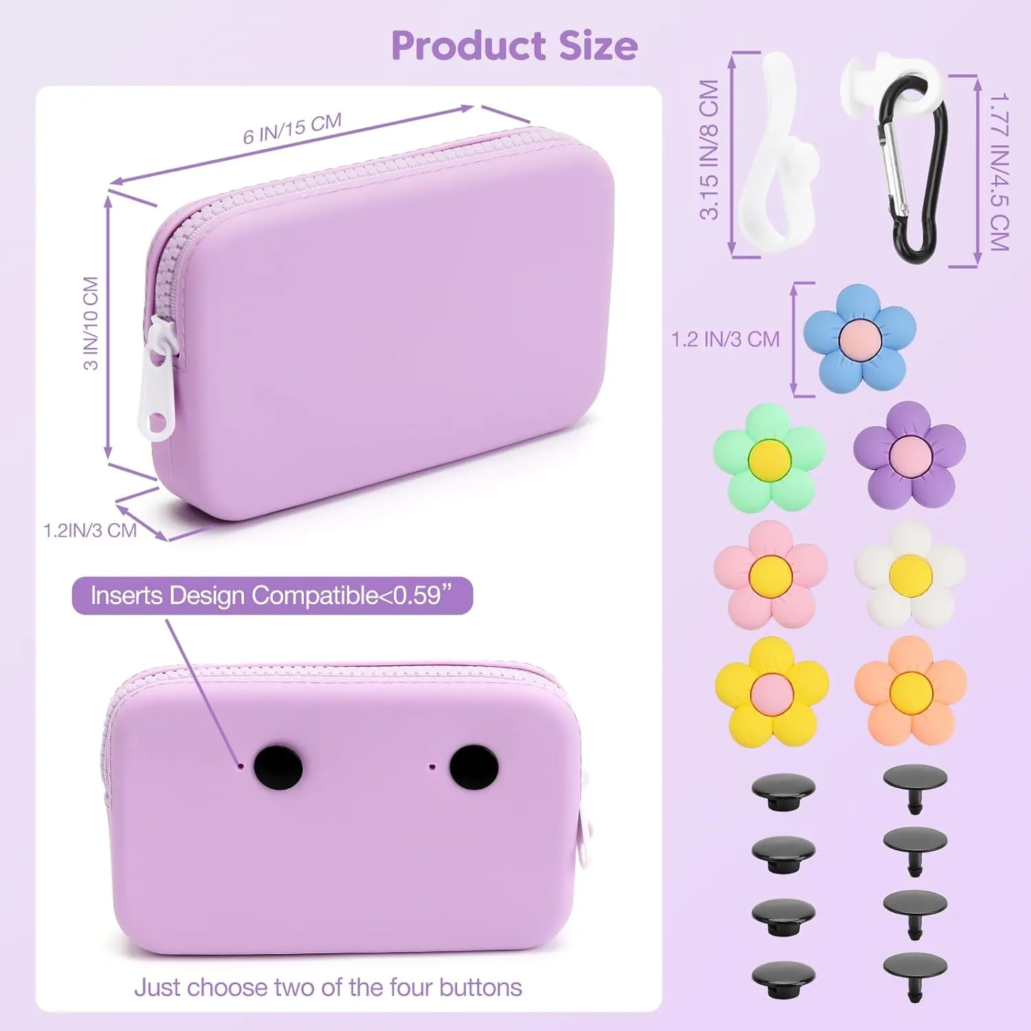 Silicone Phone Holder, Insert Charm Carabiner Keychain for Bogg Bag, Compatible with Bogg Beach Tote Bag (Purple)
