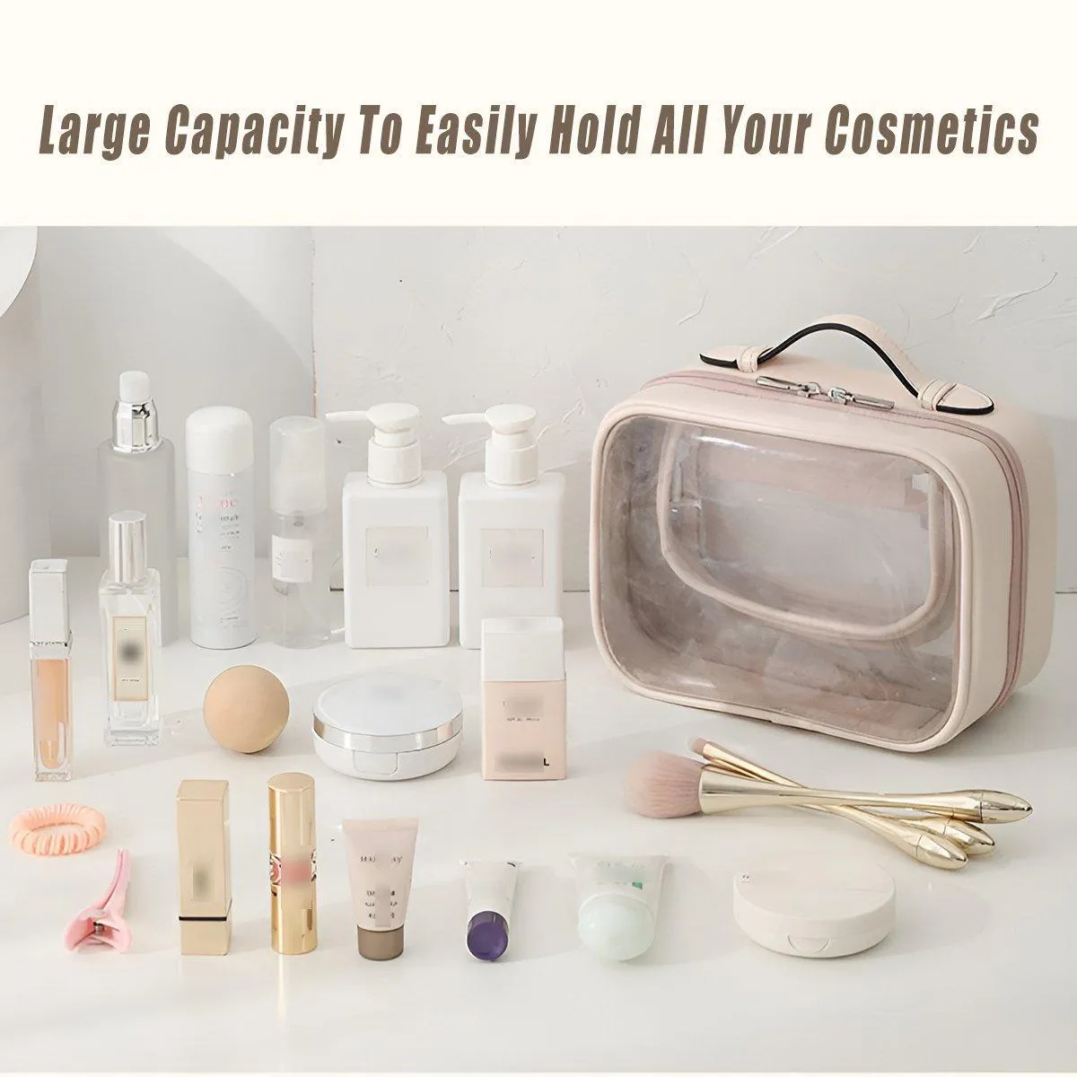 Simple Colour Travel Cosmetic Bag Lightweight Waterproof Transparent Organizer