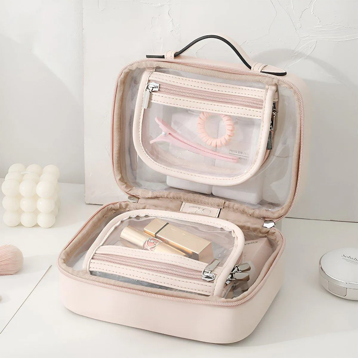 Simple Colour Travel Cosmetic Bag Lightweight Waterproof Transparent Organizer