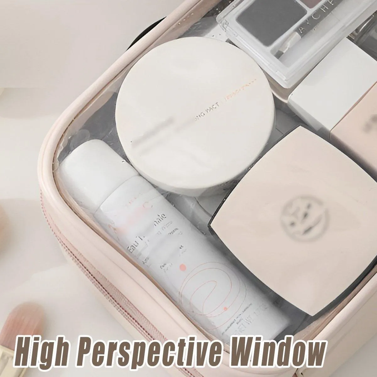 Simple Colour Travel Cosmetic Bag Lightweight Waterproof Transparent Organizer