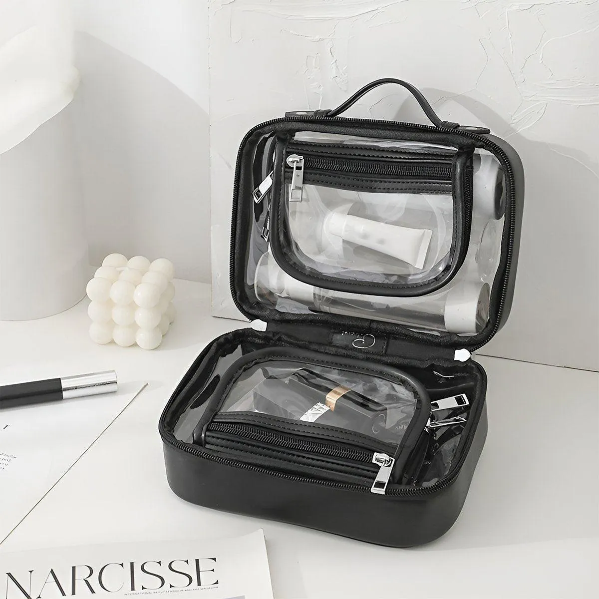 Simple Colour Travel Cosmetic Bag Lightweight Waterproof Transparent Organizer