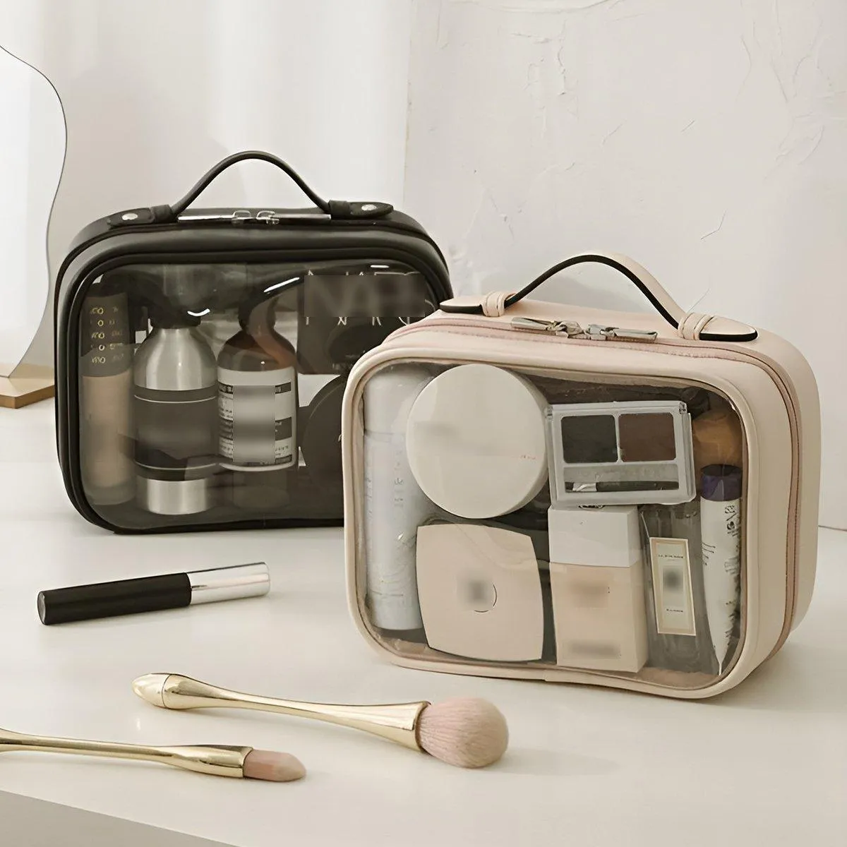 Simple Colour Travel Cosmetic Bag Lightweight Waterproof Transparent Organizer