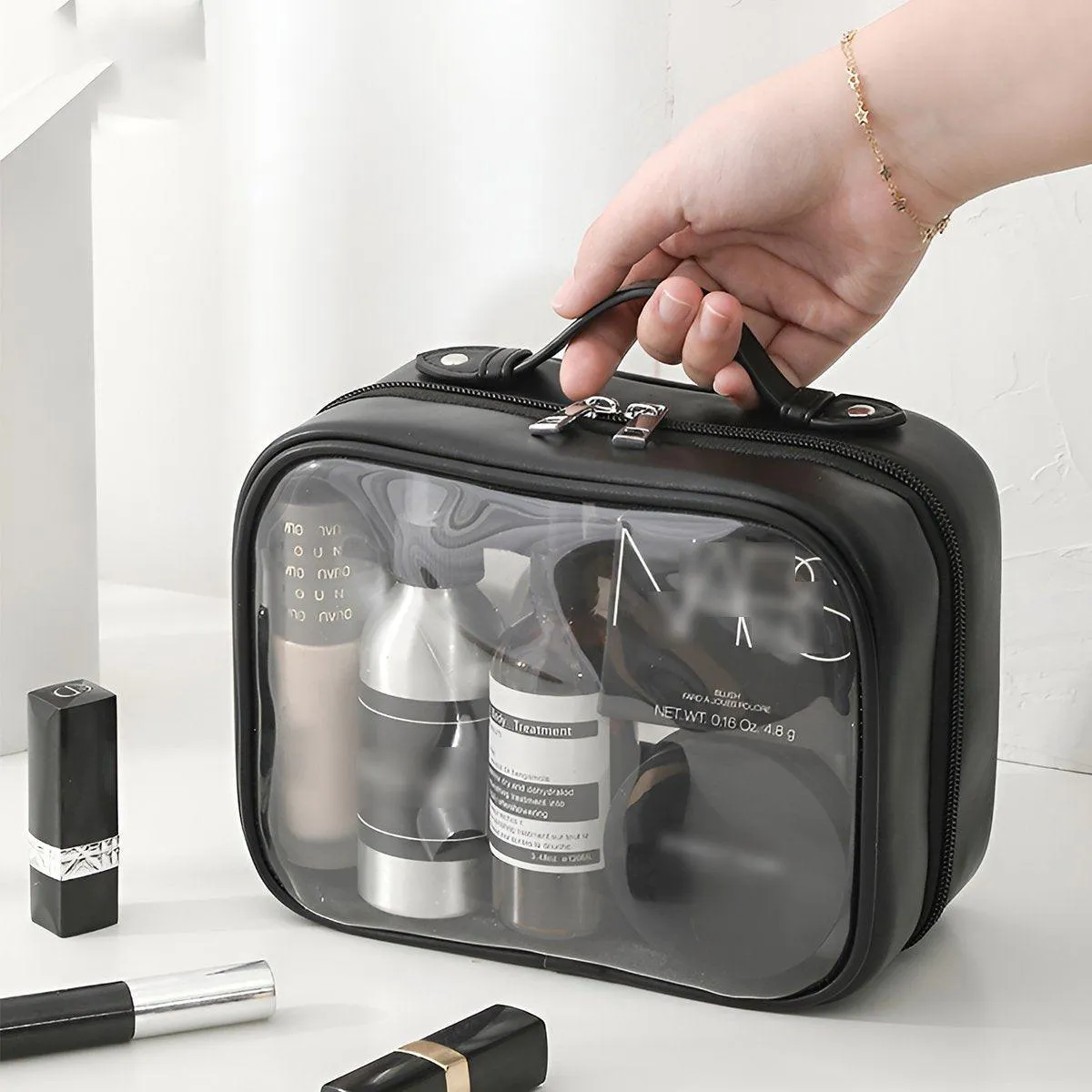 Simple Colour Travel Cosmetic Bag Lightweight Waterproof Transparent Organizer