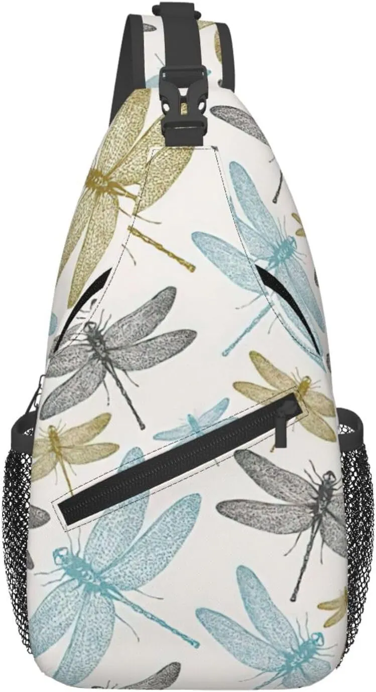 Simple Dragonfly Print Sling Bag Crossbody Backpack For Women Men Hiking Travel Over The Shoulder Multipurpose Bag