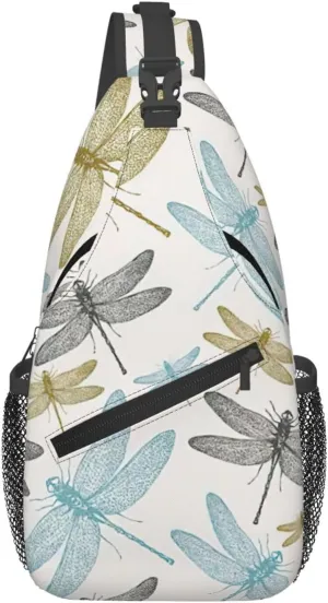 Simple Dragonfly Print Sling Bag Crossbody Backpack For Women Men Hiking Travel Over The Shoulder Multipurpose Bag