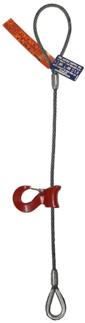 Single Leg Wire Rope Sling | 1.9 Ton Vertical Rated Capacity | Flemish Eye Loop to Heavy-Duty Thimble with Sliding Choker | 7/16" Dia. | 6' Length | EIPS 6x25 IWRC | Hanes Supply (HSI) Heavy Duty