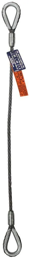 Single Leg Wire Rope Sling | 3.9 Ton Vertical Rated Capacity | Heavy Duty Thimble-to-Thimble Ends | 5/8" Dia. | 10' Length | EIPS 6x25 IWRC | Hanes Supply (HSI) Heavy Duty Rigging Cable