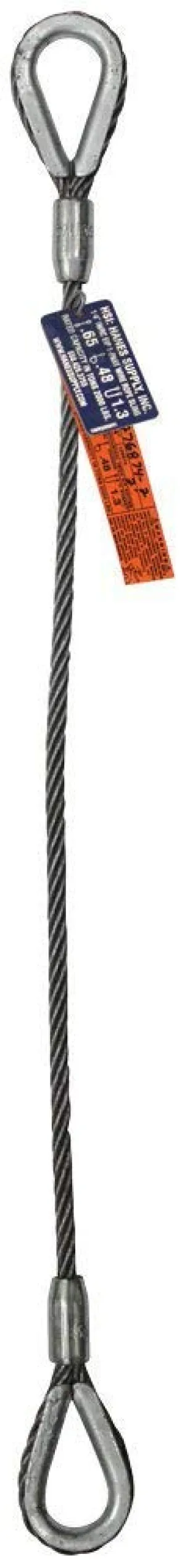 Single Leg Wire Rope Sling | 3.9 Ton Vertical Rated Capacity | Heavy Duty Thimble-to-Thimble Ends | 5/8" Dia. | 10' Length | EIPS 6x25 IWRC | Hanes Supply (HSI) Heavy Duty Rigging Cable