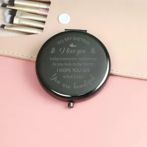 Sister Birthday Gifts Compact Mirror, Sisters Gifts from Sister, Birthday Gifts for Sister from Sister Brother Friend for Her
