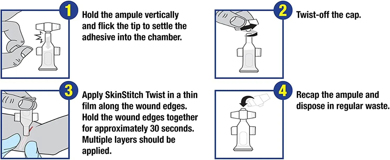 SkinStich Snip Tissue Adhesive - Laceration Repair for Cuts, Burns, Scrapes & Other Skin Irritations - Safe & Effective Wound Closure (0.2 ml)