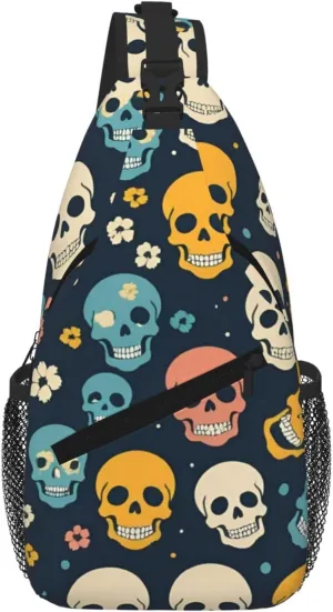 Skulls Pattern Men Casual Diagonal Chest Bag Cross Package Diagonally Women Travel Satchel Single Shoulder Bag