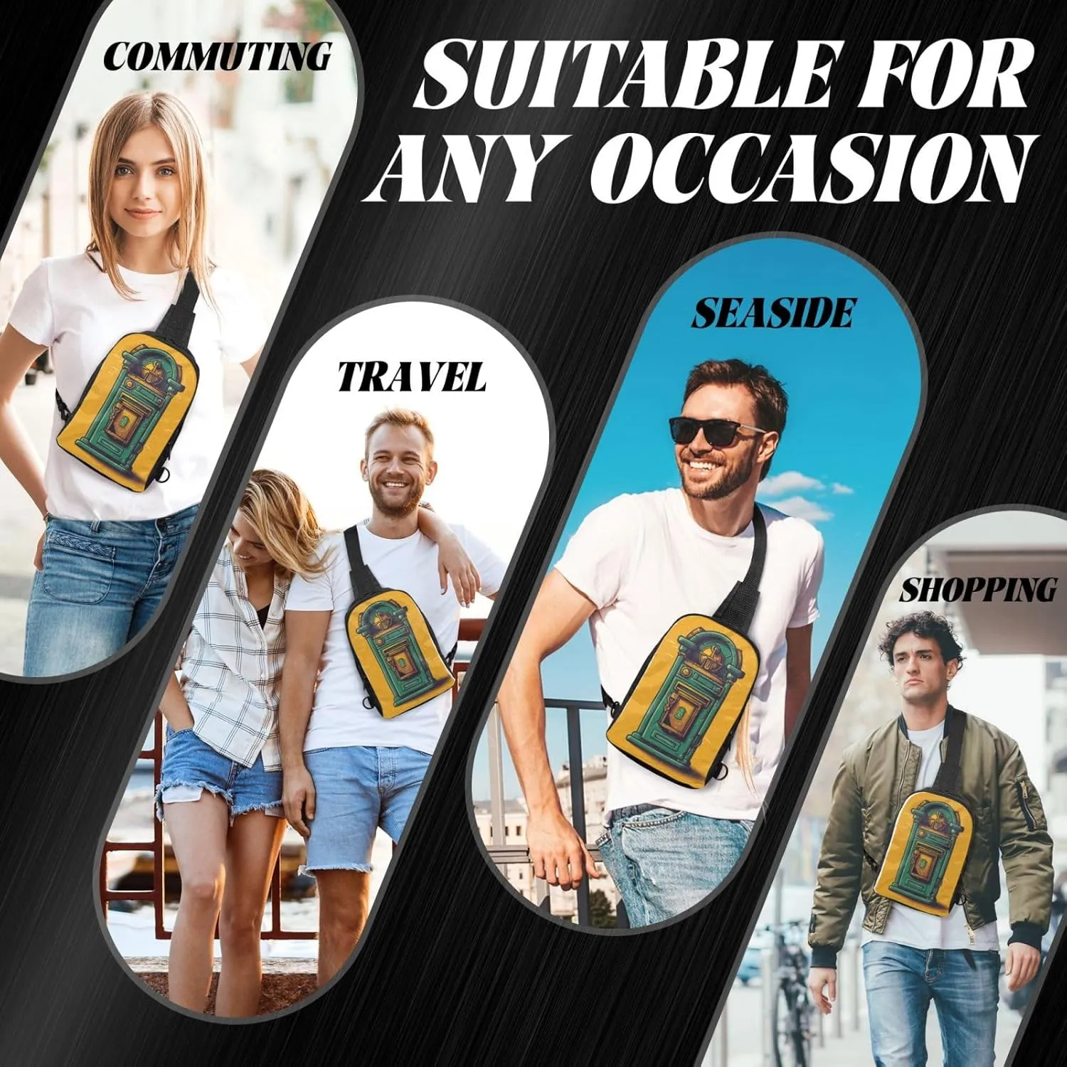 Sling Backpack Crossbody Sling Bag for Men Women Cross Chest Bag Card communication box Shoulder Bag Travel Hiking Daypack