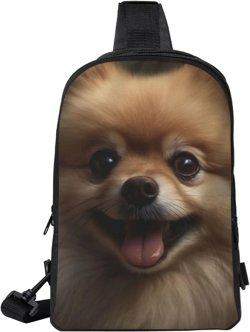 Sling Backpack Crossbody Sling Bag for Men Women Cross Chest Bag Cute Pomeranian Shoulder Bag Travel Hiking Daypack