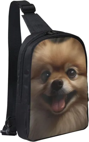 Sling Backpack Crossbody Sling Bag for Men Women Cross Chest Bag Cute Pomeranian Shoulder Bag Travel Hiking Daypack