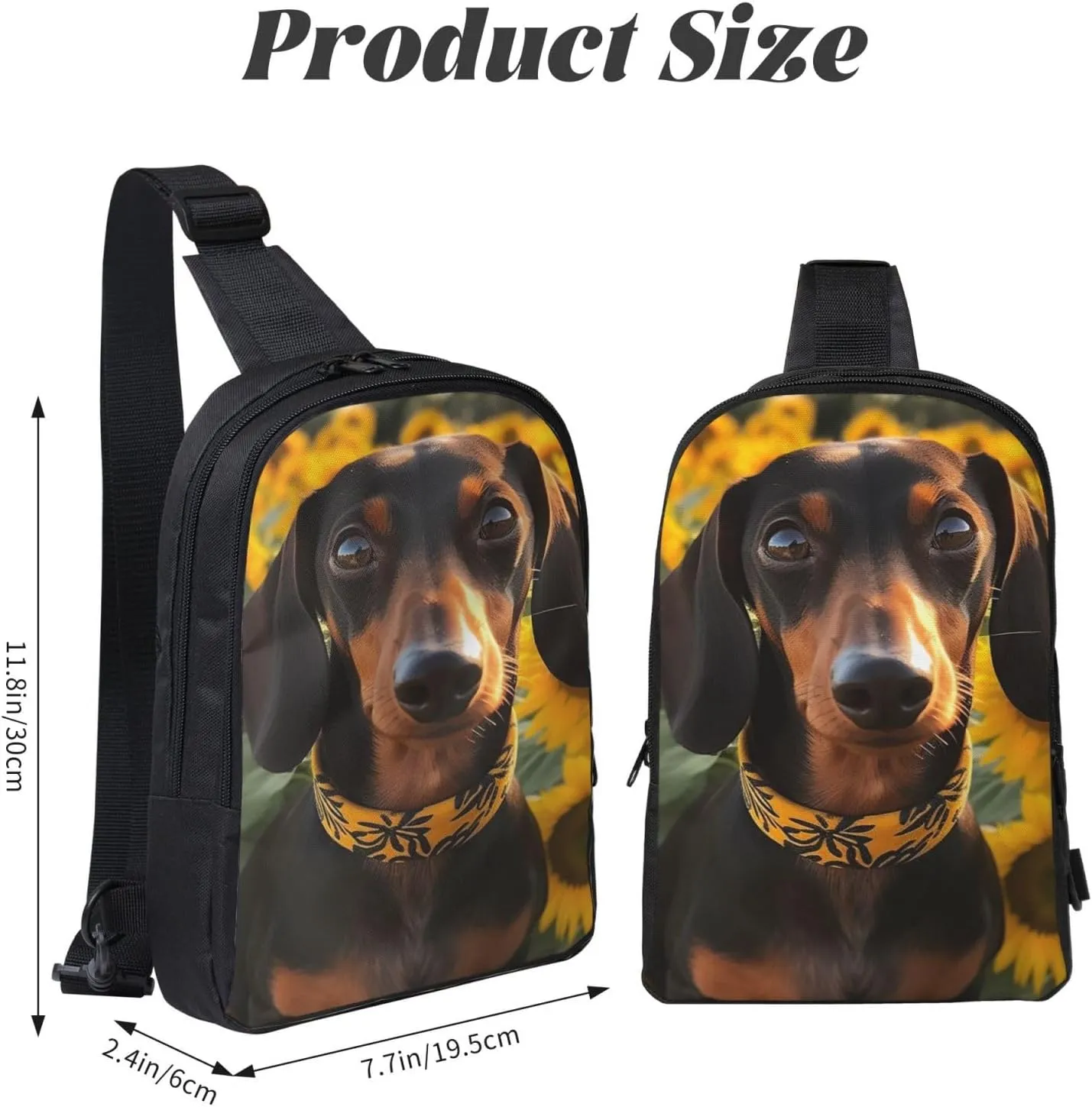 Sling Backpack Crossbody Sling Bag for Men Women Cross Chest Bag Dachshund and sunflower Shoulder Bag Travel Hiking Daypack
