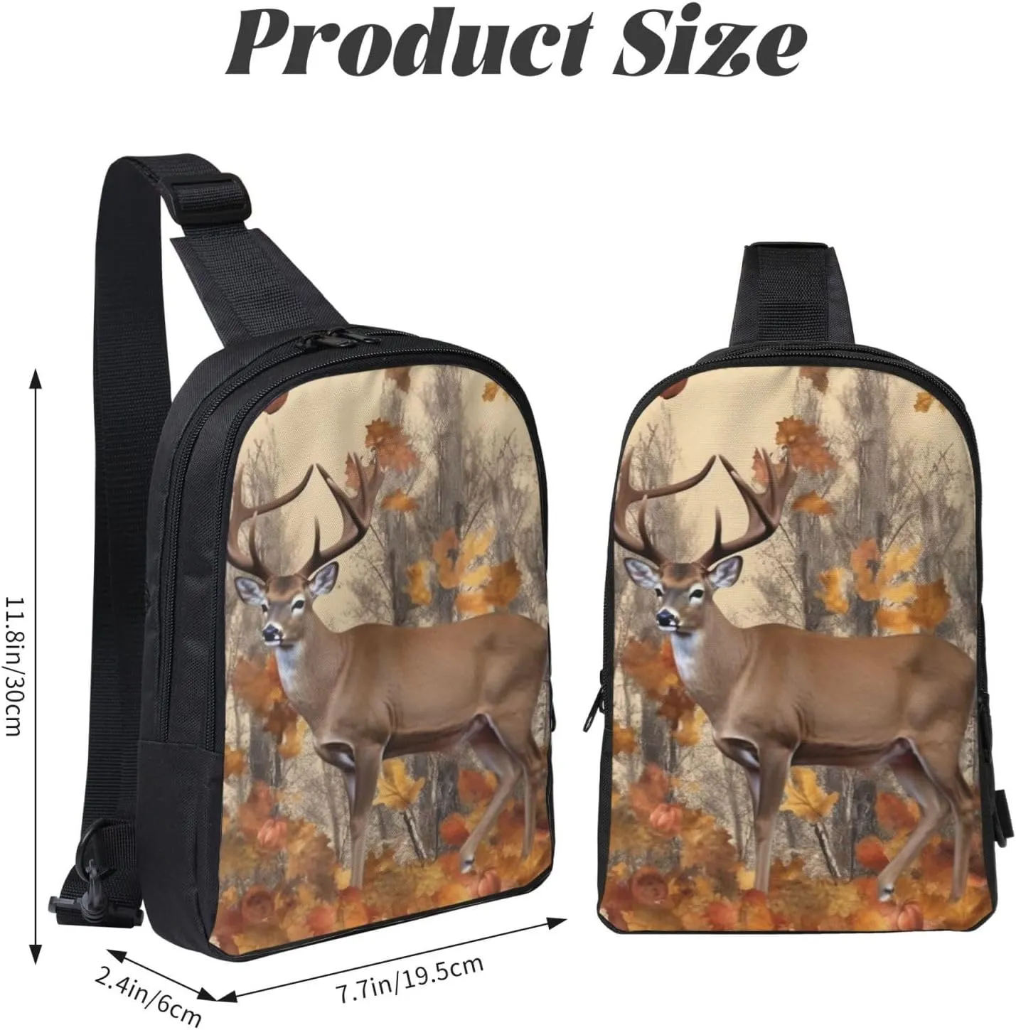 Sling Backpack Crossbody Sling Bag for Men Women Cross Chest Bag Deer and acorns with autumn Shoulder Bag Travel Hiking Daypack