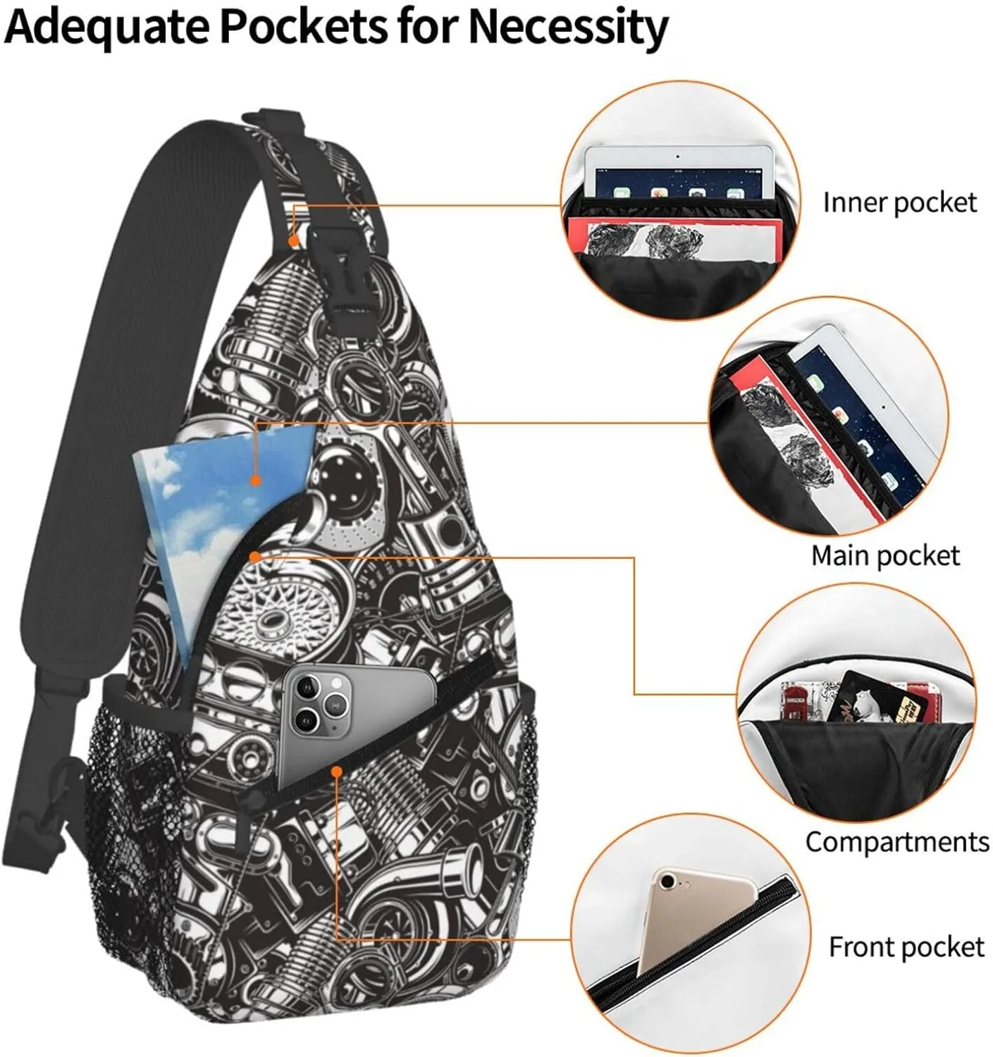 Sling Backpack For Men Hiking Daypack Crossbody Shoulder Bag Travel Chest Pack