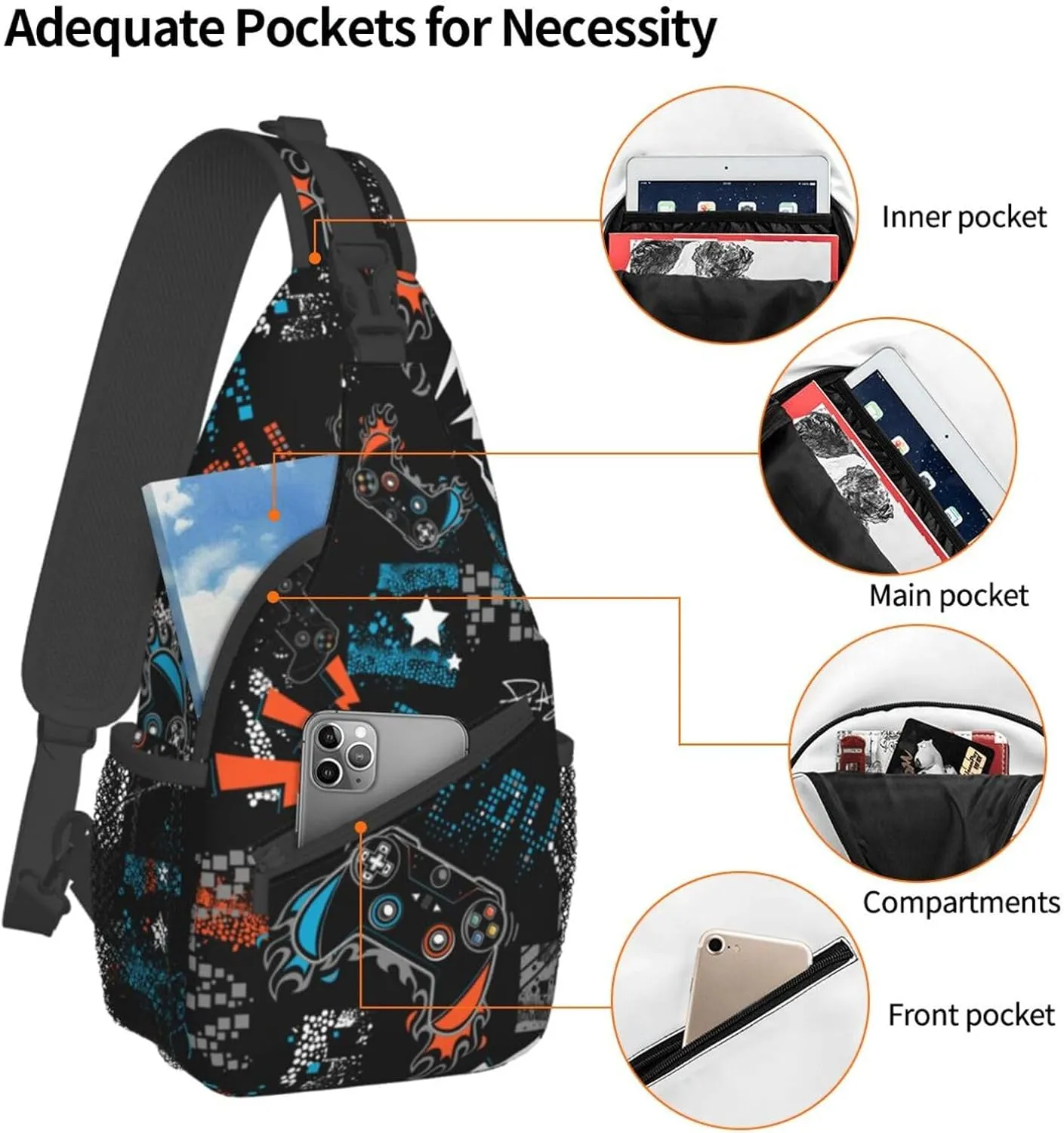 Sling Backpack For Men Hiking Daypack Crossbody Shoulder Bag Travel Chest Pack