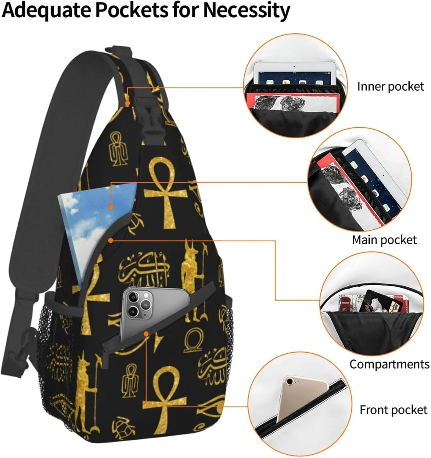 Sling Backpack For Men Hiking Daypack Crossbody Shoulder Bag Travel Chest Pack