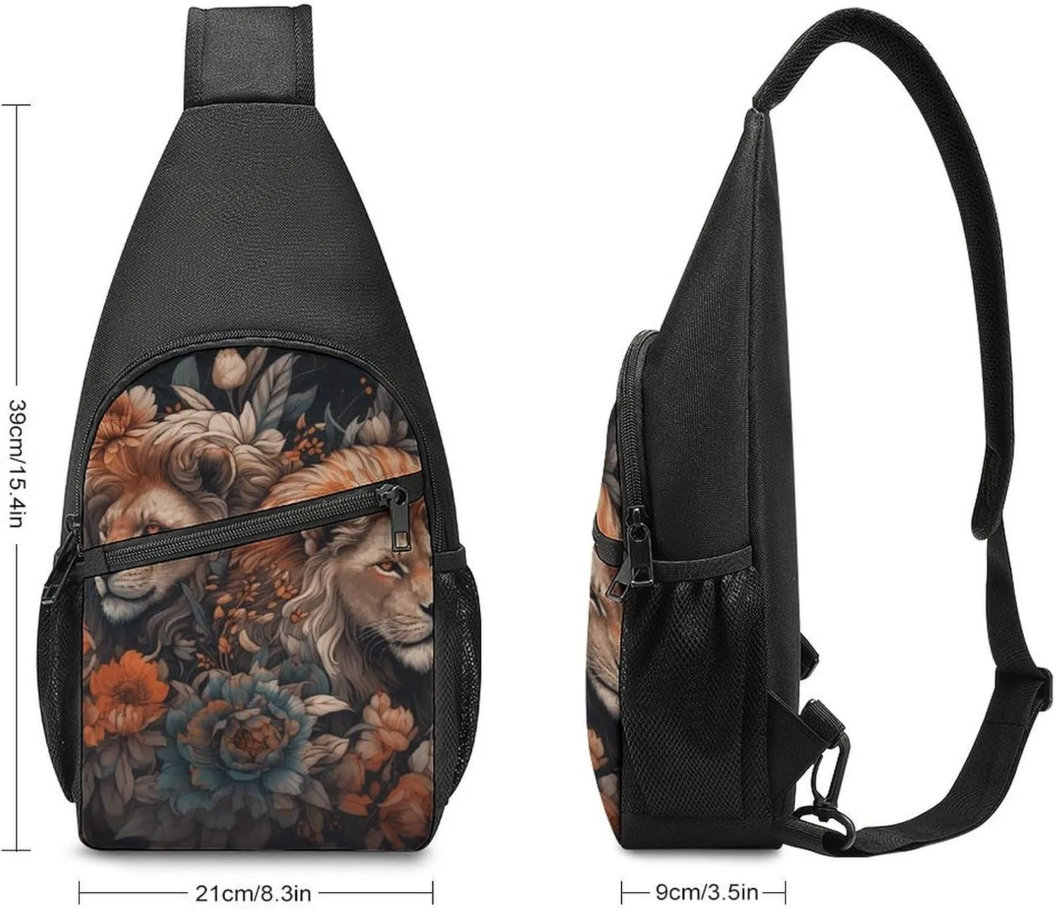Sling Backpack for Women Men Crossbody Chest Bag Travel Abstract Painting of Lion Daypack Shoulder Bag for Hiking