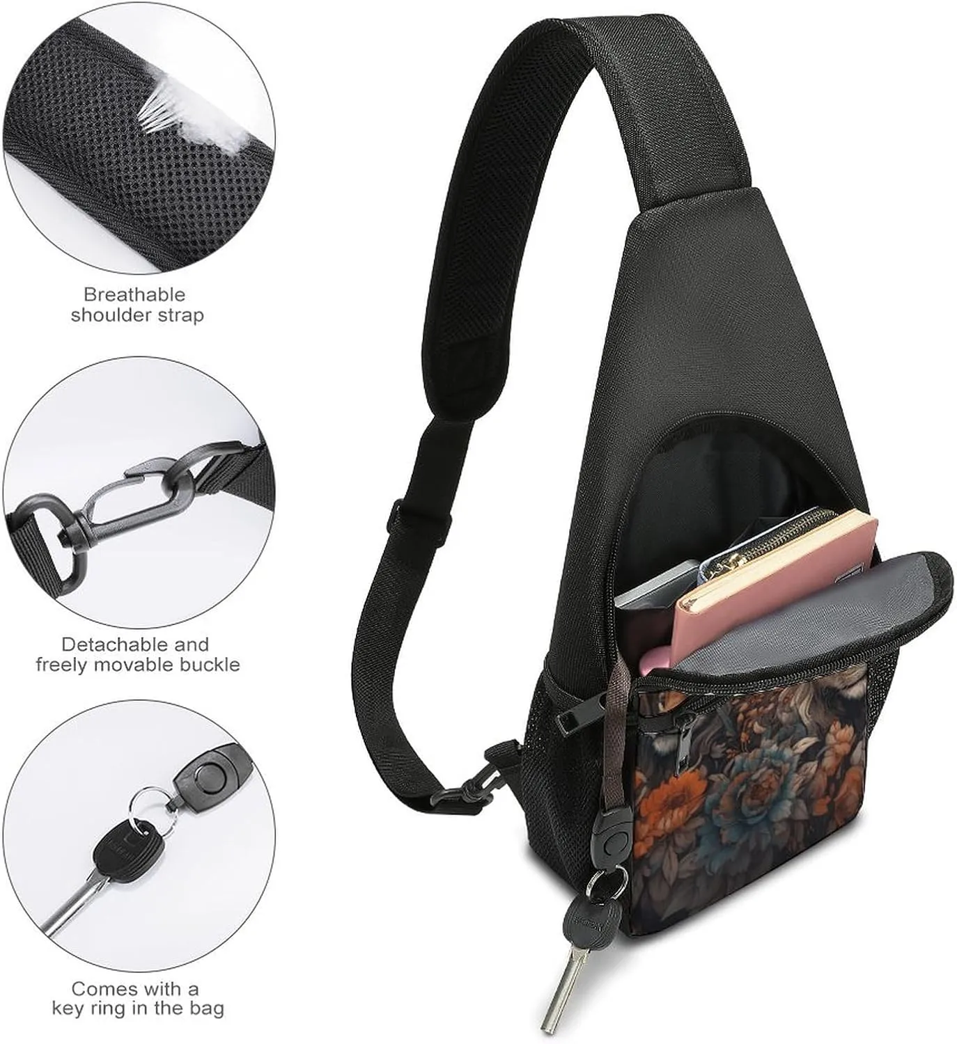 Sling Backpack for Women Men Crossbody Chest Bag Travel Abstract Painting of Lion Daypack Shoulder Bag for Hiking