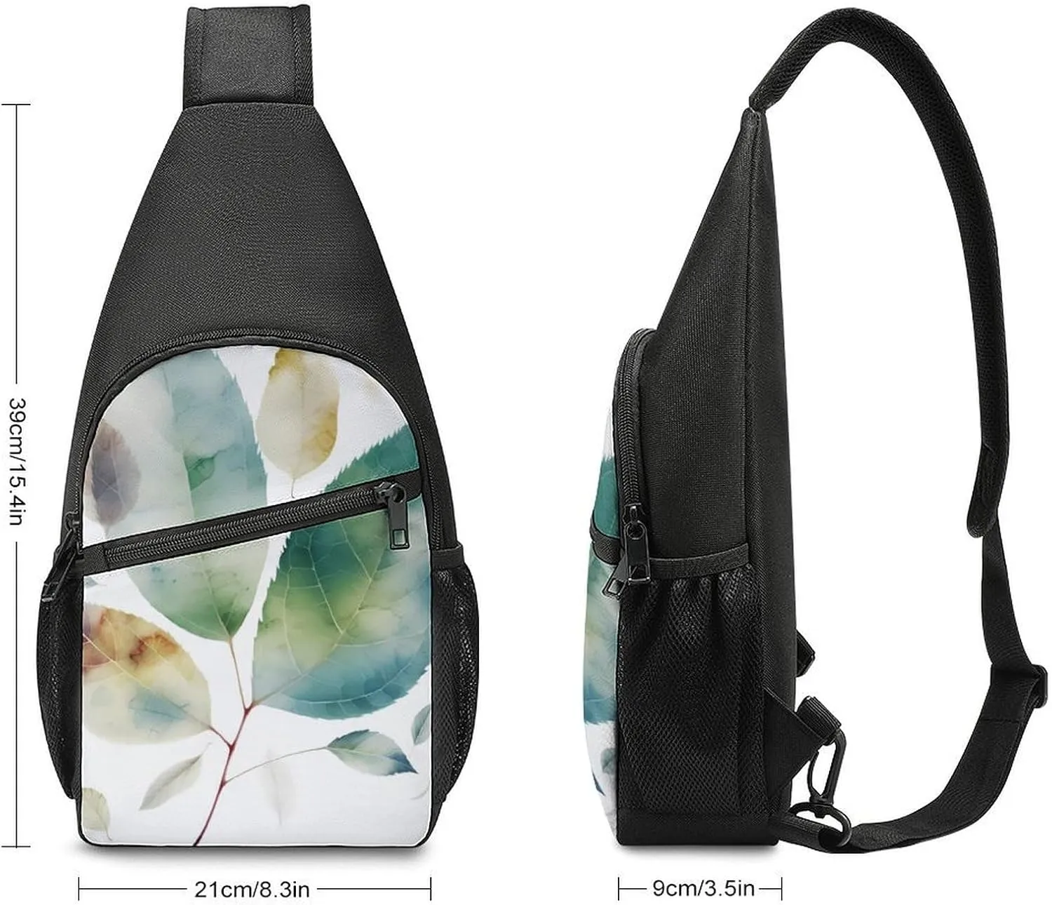 Sling Backpack for Women Men Crossbody Chest Bag Travel Art Color Leaf Daypack Shoulder Bag for Hiking