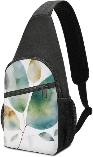 Sling Backpack for Women Men Crossbody Chest Bag Travel Art Color Leaf Daypack Shoulder Bag for Hiking