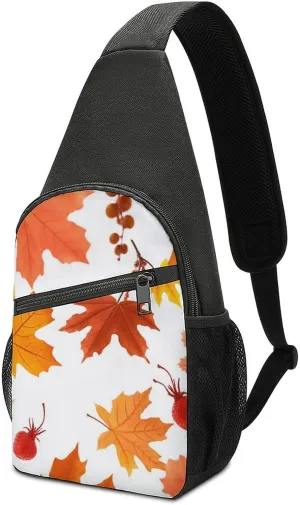 Sling Backpack for Women Men Crossbody Chest Bag Travel Autumn Maple Leaves Daypack Shoulder Bag for Hiking