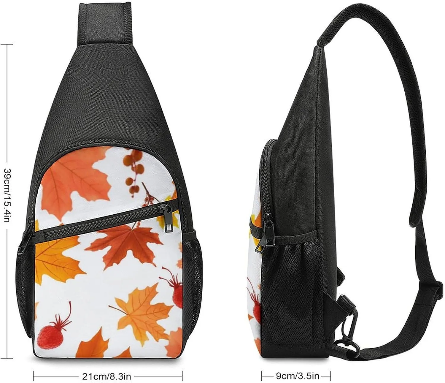 Sling Backpack for Women Men Crossbody Chest Bag Travel Autumn Maple Leaves Daypack Shoulder Bag for Hiking