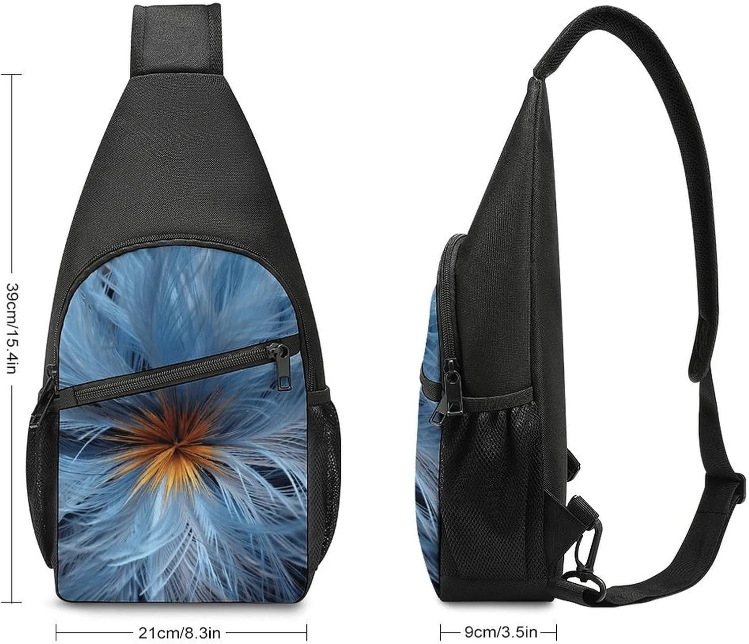 Sling Backpack for Women Men Crossbody Chest Bag Travel Big Blue Flower Daypack Shoulder Bag for Hiking