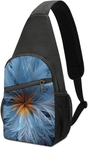 Sling Backpack for Women Men Crossbody Chest Bag Travel Big Blue Flower Daypack Shoulder Bag for Hiking