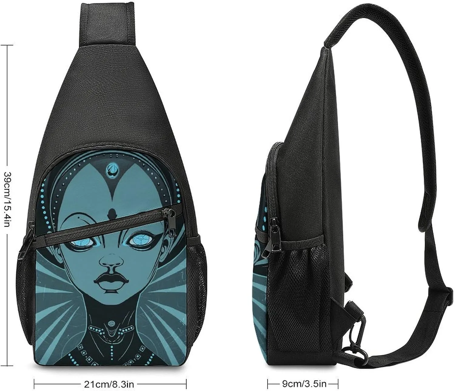 Sling Backpack for Women Men Crossbody Chest Bag Travel Cartoon Drawing of Woman Daypack Shoulder Bag for Hiking