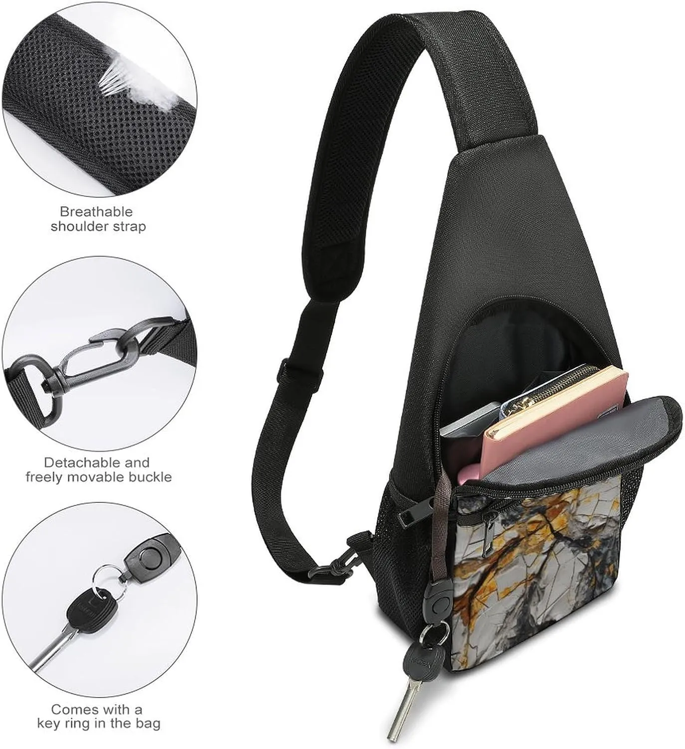 Sling Backpack for Women Men Crossbody Chest Bag Travel Different Paintings Daypack Shoulder Bag for Hiking