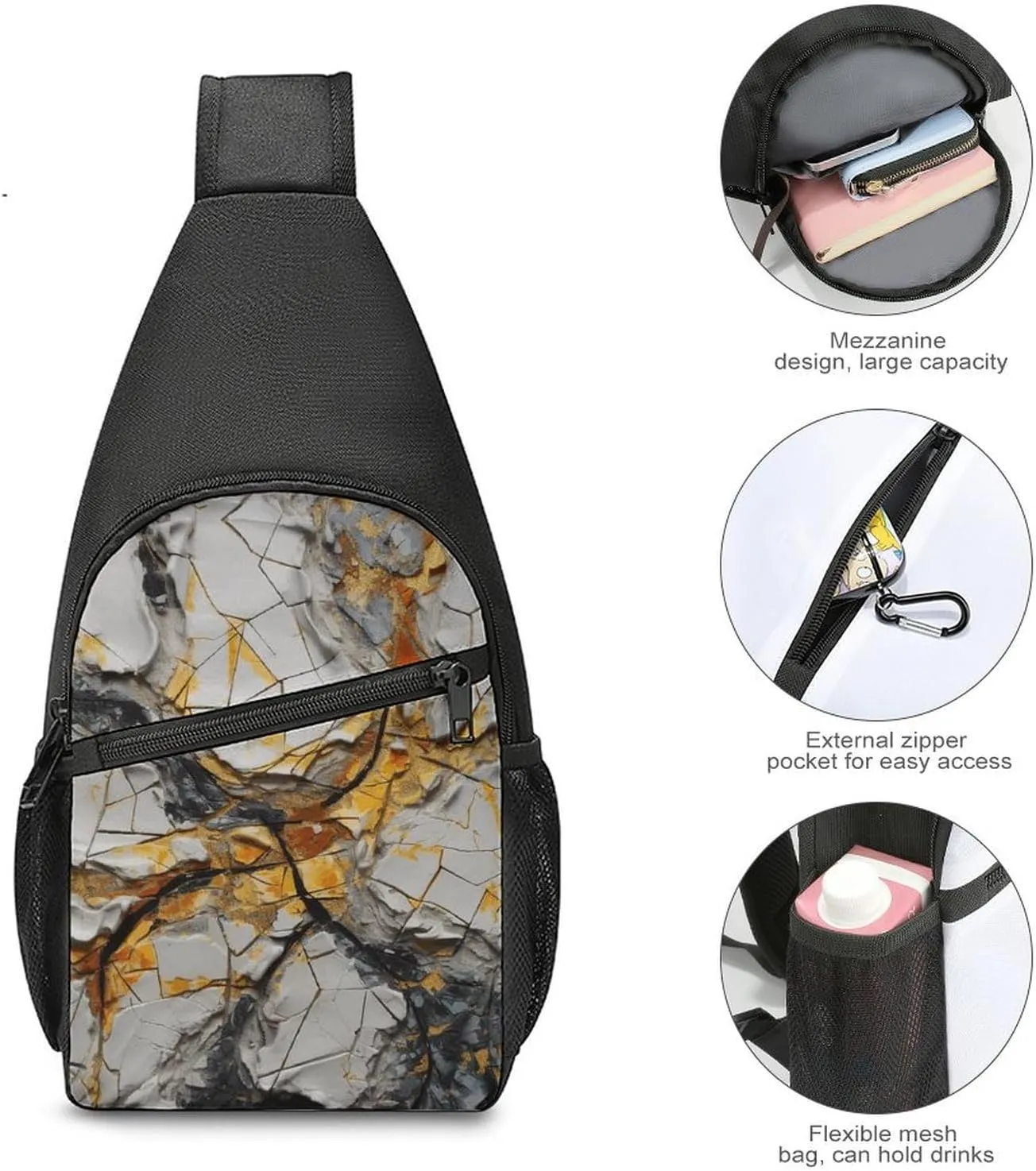 Sling Backpack for Women Men Crossbody Chest Bag Travel Different Paintings Daypack Shoulder Bag for Hiking