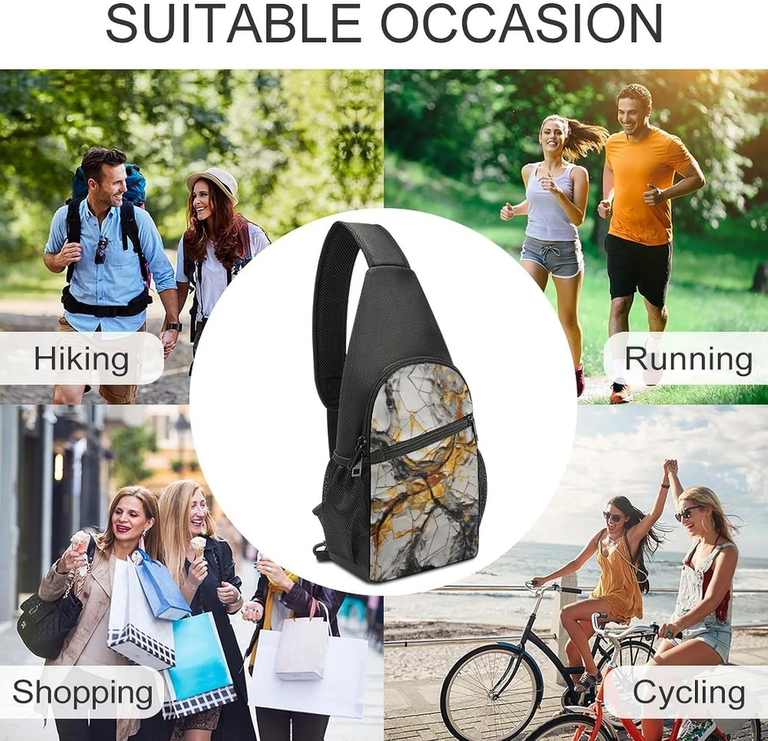 Sling Backpack for Women Men Crossbody Chest Bag Travel Different Paintings Daypack Shoulder Bag for Hiking