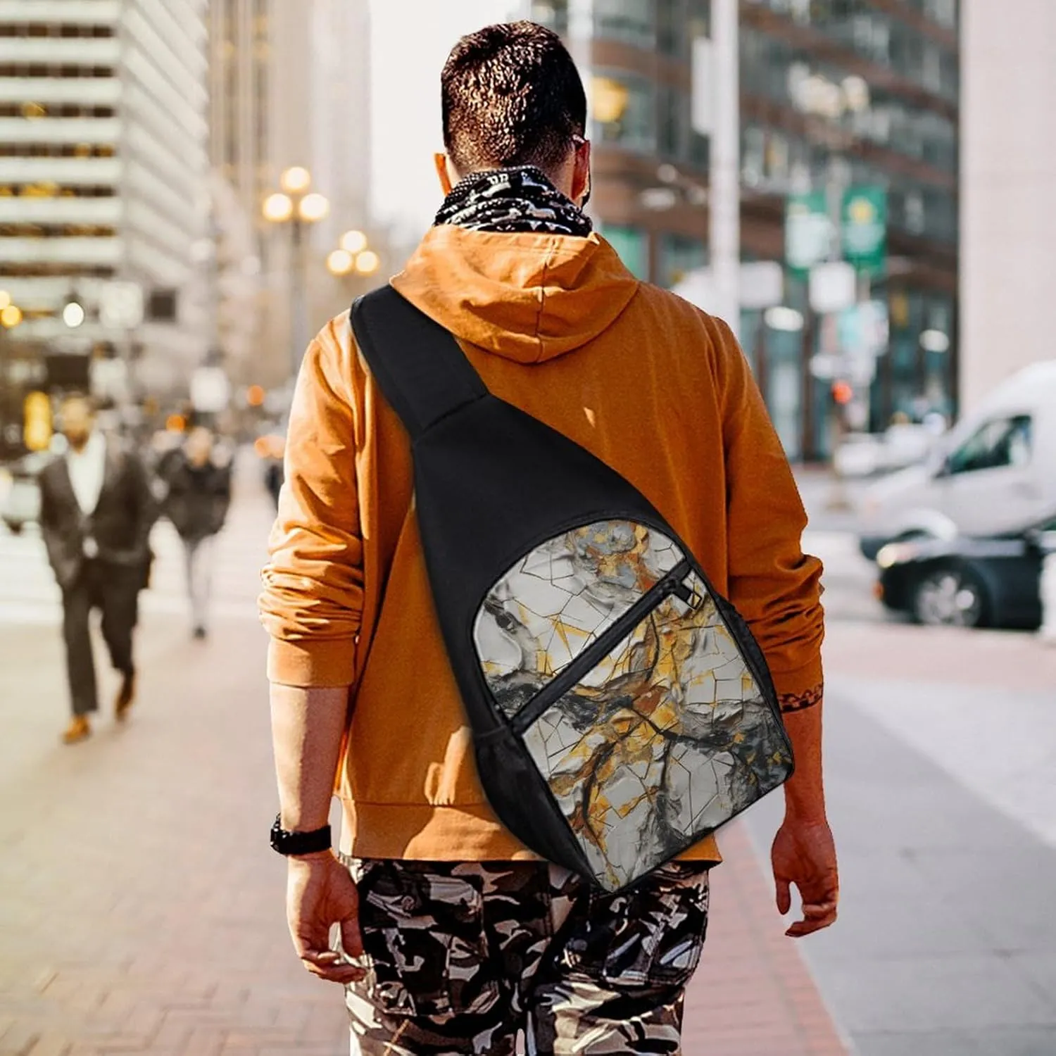 Sling Backpack for Women Men Crossbody Chest Bag Travel Different Paintings Daypack Shoulder Bag for Hiking